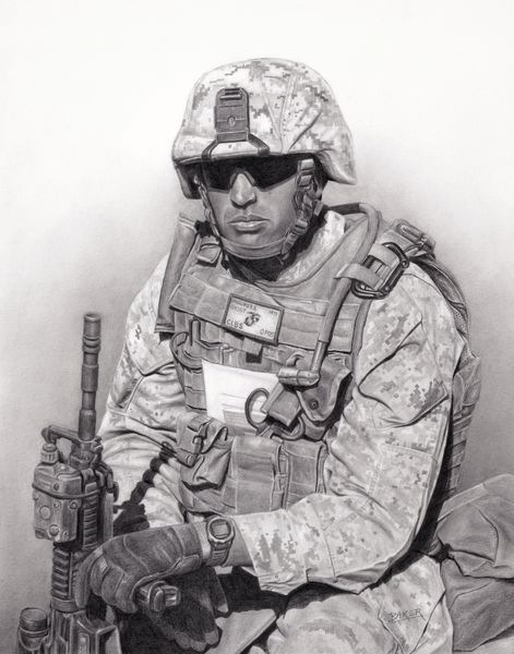 marine in combat gear by Lee Baker