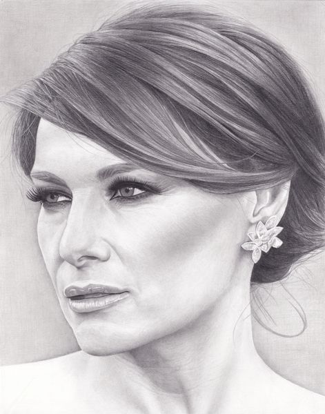 Melania Trump, pencil drawing by Lee Baker